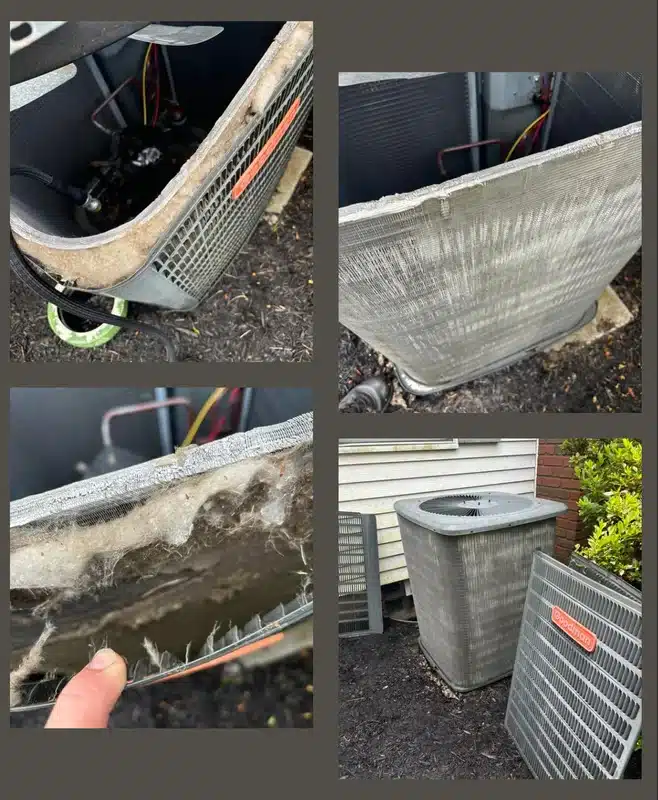 AC dirty filter outside of residential home in Akron.