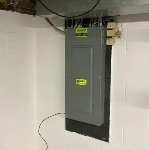 Electrical panel in residential home in Akron.